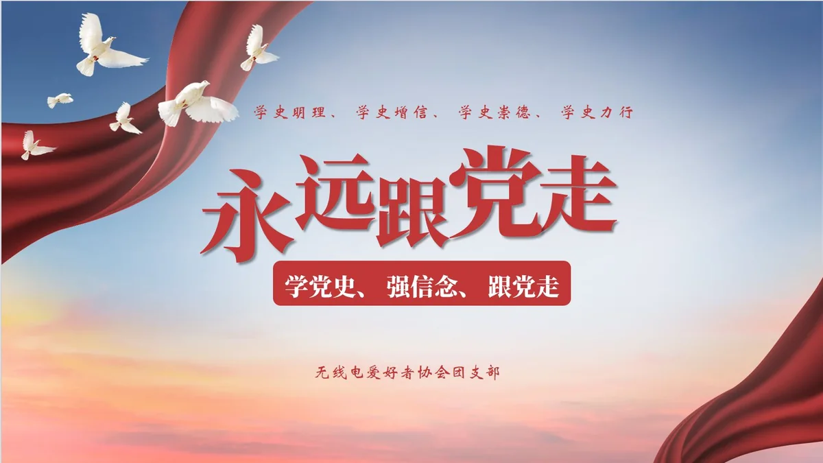 无线电爱好者协会团支部主题学习海报